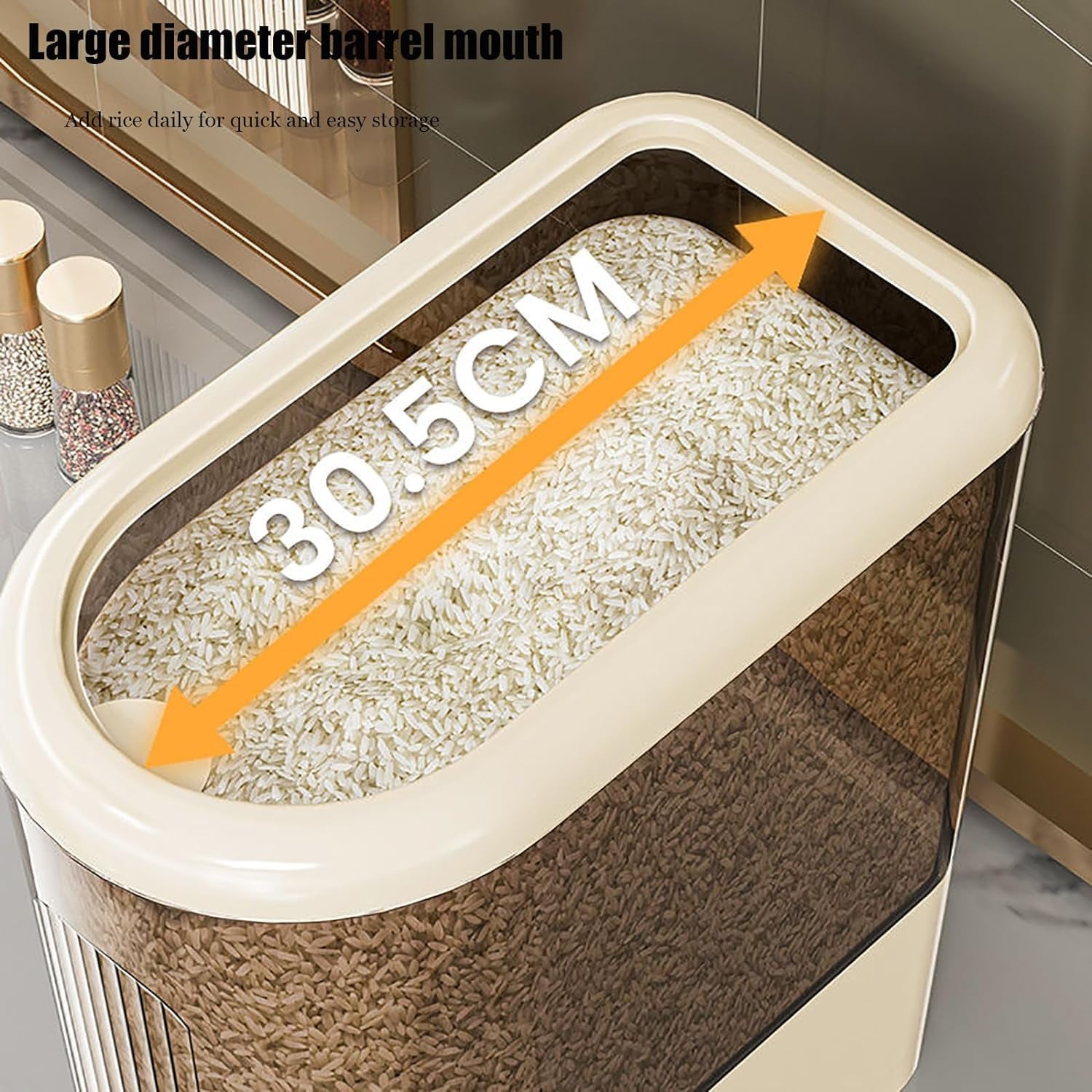 22LBS Rice Dispenser, Large Grain Container Storage with Lid Measuring Cylinder Household Cereal Dispenser Bucket for Kitchen Soybean Corn (22Lb)