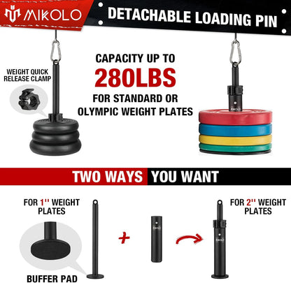 Fitness LAT and Lift Pulley System, Dual Cable Machine(70'' and 90'') with Upgraded Loading Pin for Triceps Pull Down, Biceps Curl, Back, Forearm, Shoulder-Home Gym Equipment(Patent)