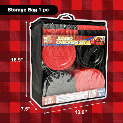 Jumbo Checkers Set with Storage Bag - 58 Inch Mat - Outdoor & Indoor Play Toys, Backyard Board Games, Family Party, Birthday for Toddlers Ages 5 6 7 8 Year Old - Amazon Exclusive