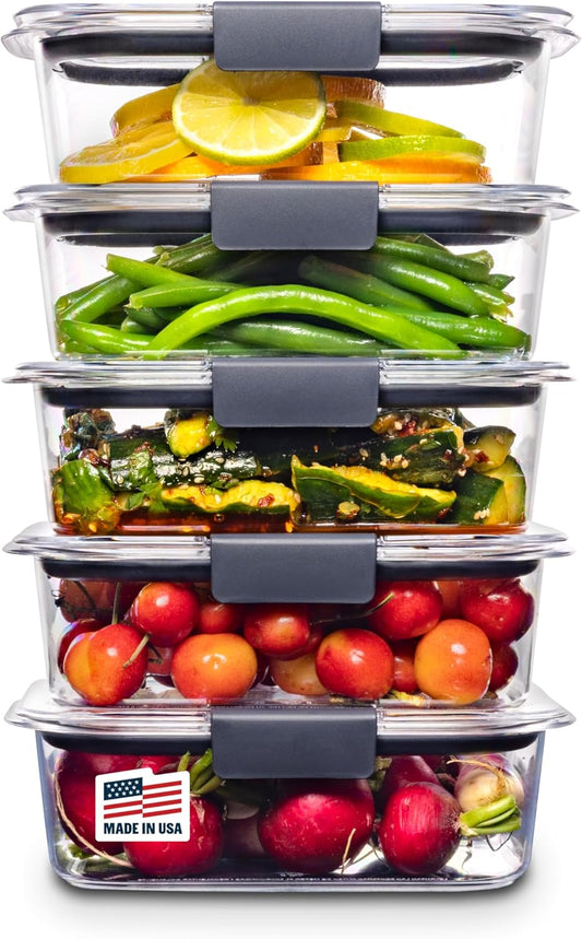 Brilliance Food Storage Containers BPA Free Airtight Lids Ideal for Lunch Meal Prep & Leftovers Set of 5 (3.2 Cup)