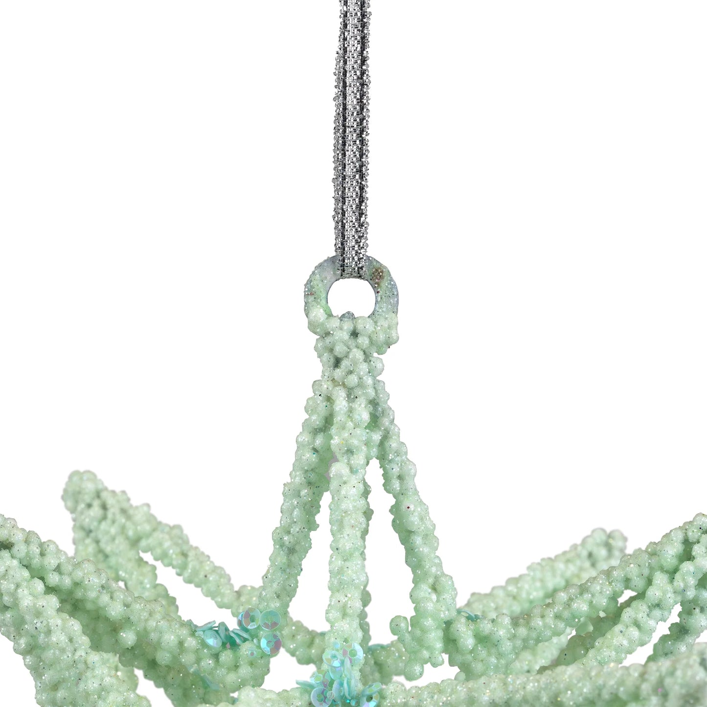 Starburst 3-D Glittered Christmas Ornament - 6.75" - Seafoam Green