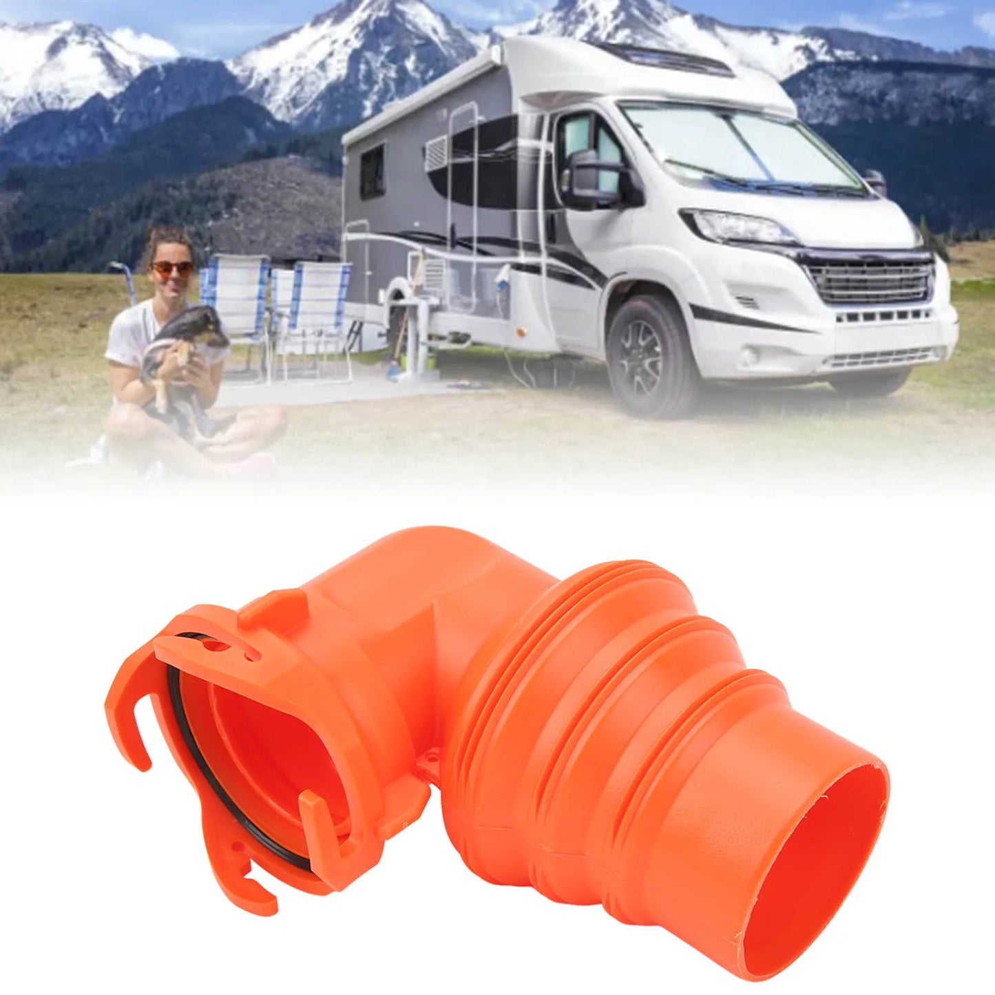 RV Sewer Hose Elbow RV Drain Hose Elbow RV Sewer Hose Elbow with Lid 90 Degree Easy Installation Sewer Hose Connector for Yacht