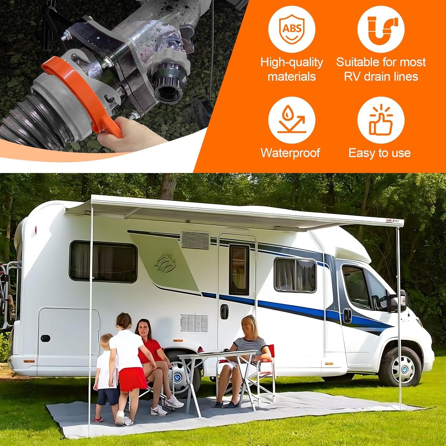 2 PCS RV Sewer Hose Wrench, Multi-Purpose Sewer Hose Connector Wrench for Connecting and Disconnecting Sewer Hoses, Fits 3-Inch and 4-Inch Male/Female RV Sewer Caps, RV Accessories