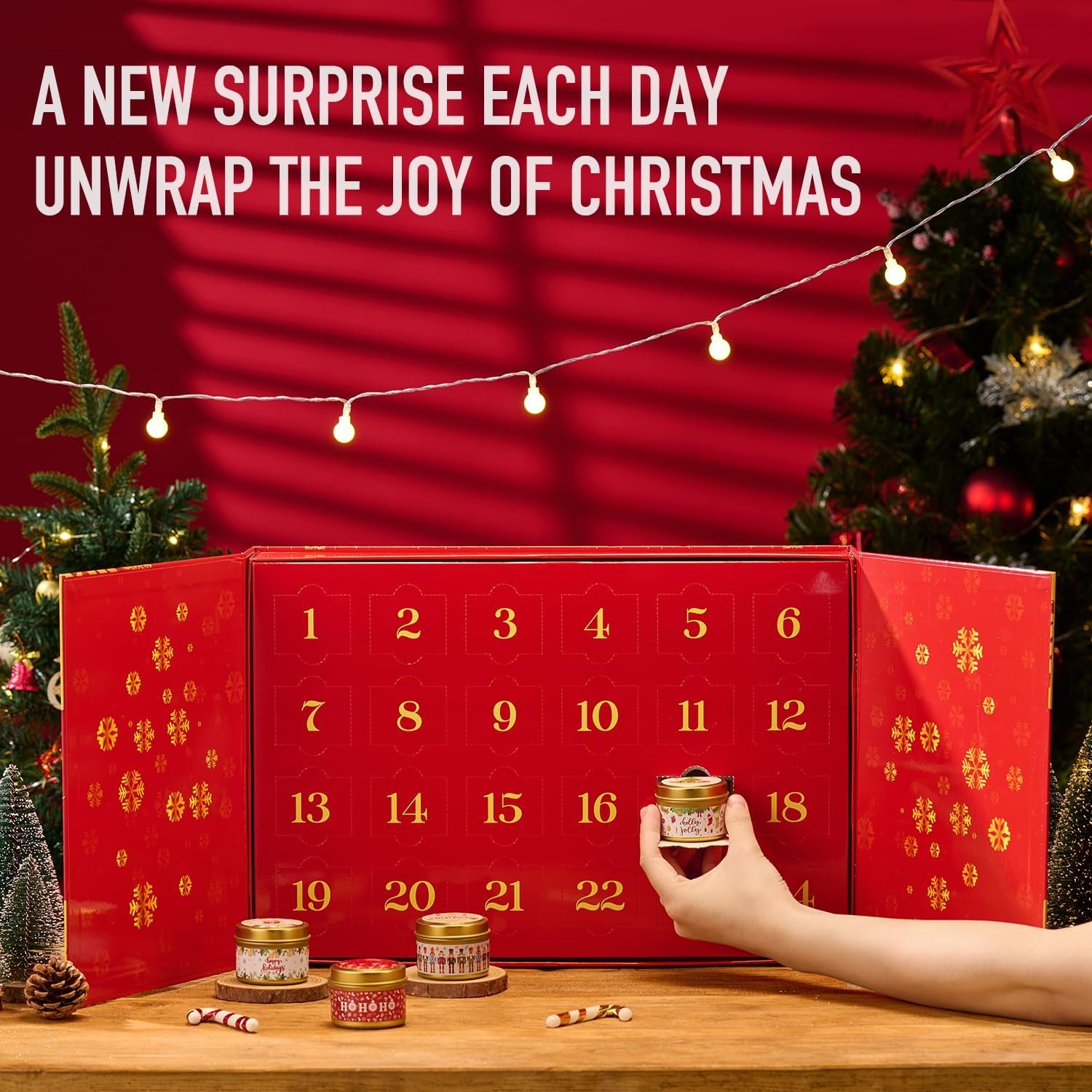 Candle Advent Calendar 2025 Adult Women, 24 Day Scented Candle Countdown to Christmas Calendar with Holiday Scents Xmas Suprise Gifts for Mom Grandmother Wife