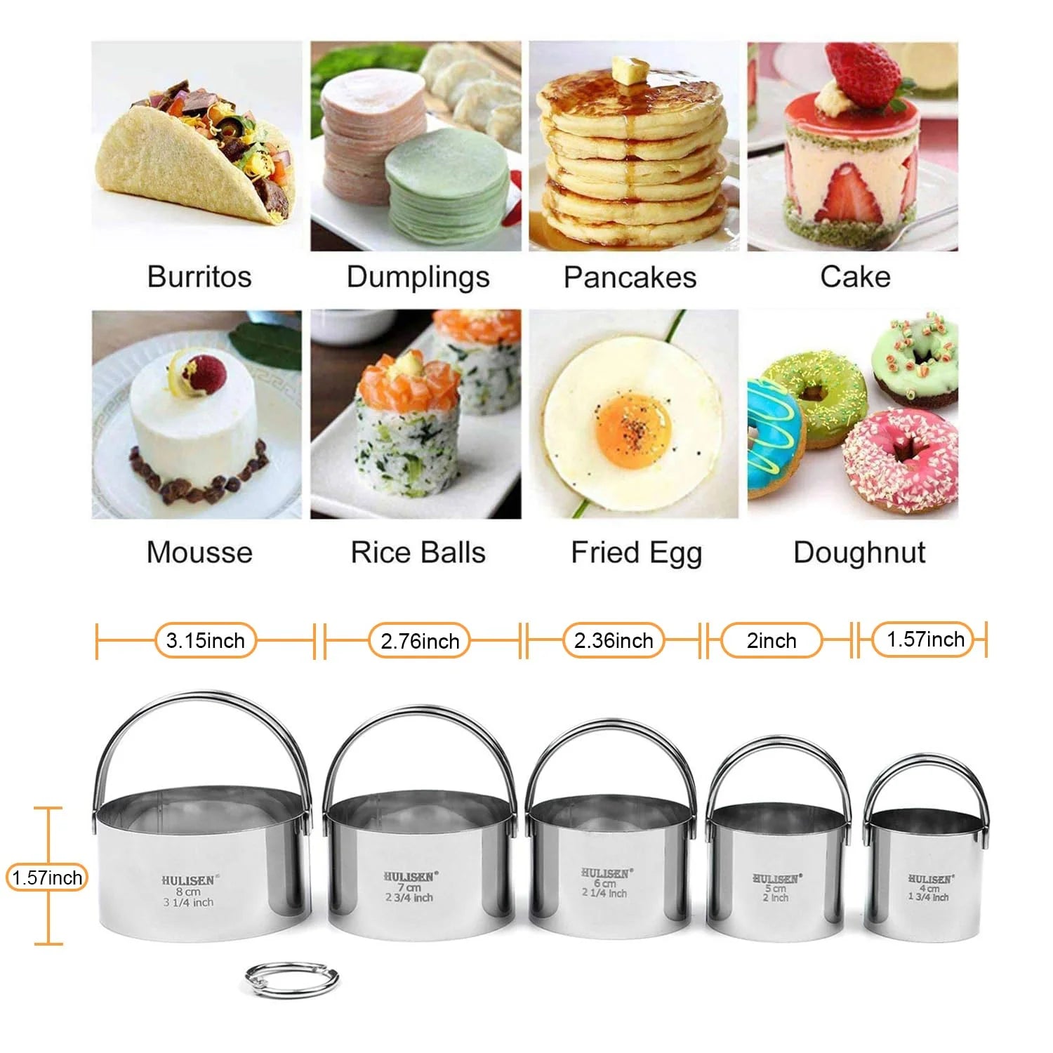 Biscuit Cutter Set (5 Pieces/Set), round Cookies Cutter with Handle, Professional Baking Dough Tools, Gift Package