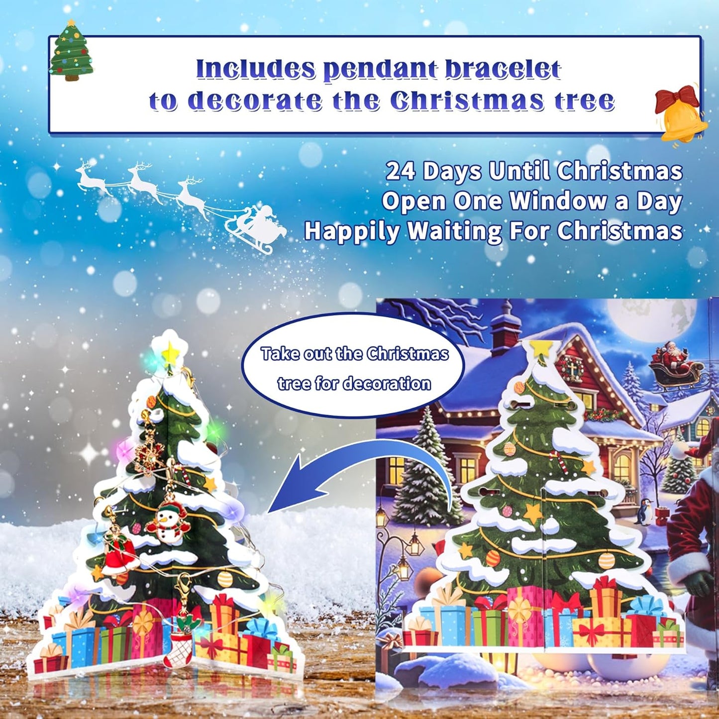 2025 Christmas Advent Calendar Bracelets, 24 Days DIY Jewelry Making Kit with 22 Charm Beads and 2 Adjustable Bracelets, Xmas Countdown Gift for Kids Teens Women