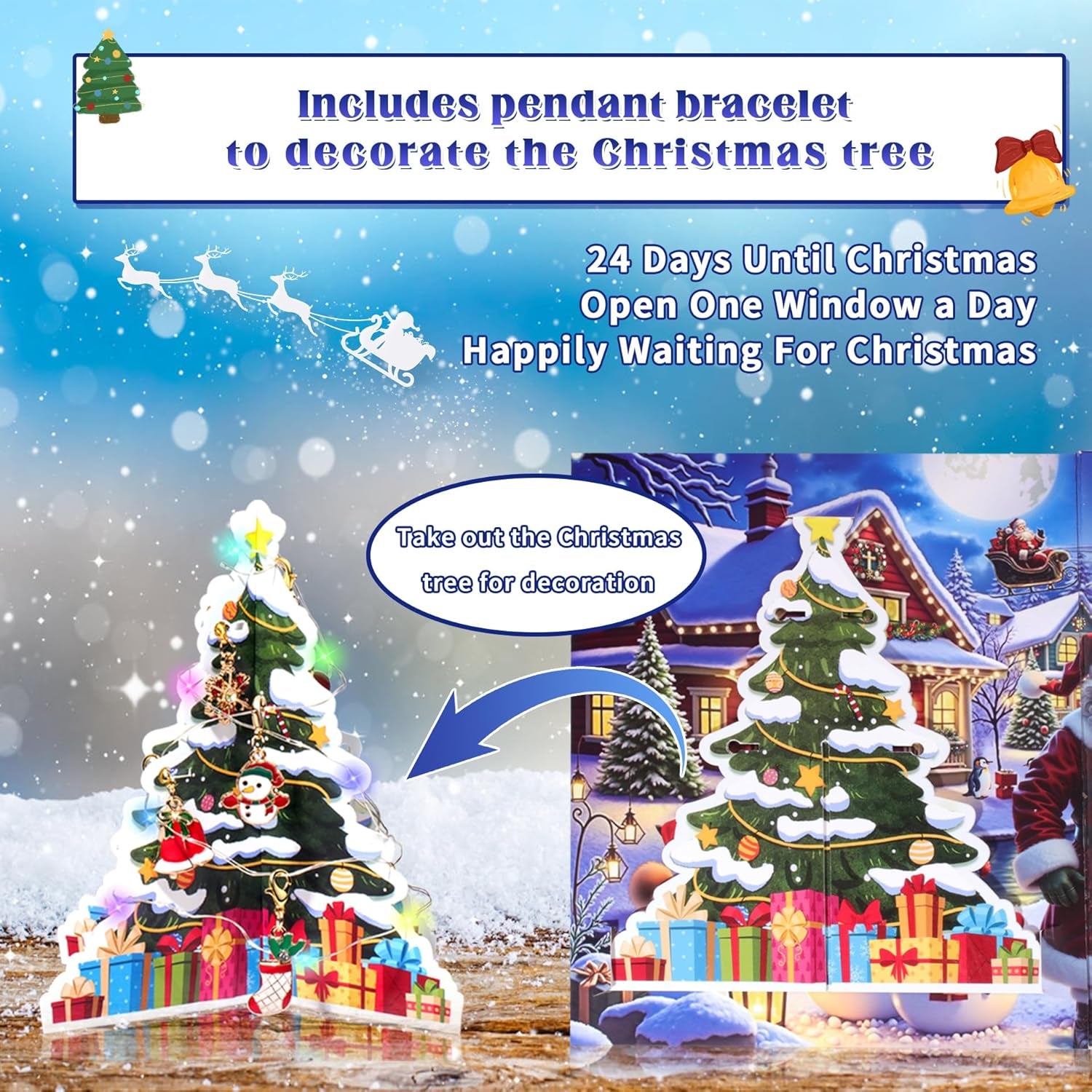 2025 Christmas Advent Calendar Bracelets, 24 Days DIY Jewelry Making Kit with 22 Charm Beads and 2 Adjustable Bracelets, Xmas Countdown Gift for Kids Teens Women