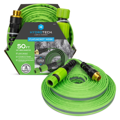 Flatjacket 5/8" X 50Ft Flexible Garden Hose– Kink-Free, Lightweight, Burst-Proof