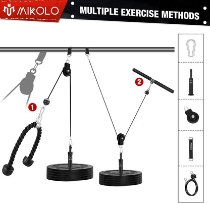 Fitness LAT and Lift Pulley System, Dual Cable Machine(70'' and 90'') with Upgraded Loading Pin for Triceps Pull Down, Biceps Curl, Back, Forearm, Shoulder-Home Gym Equipment(Patent)