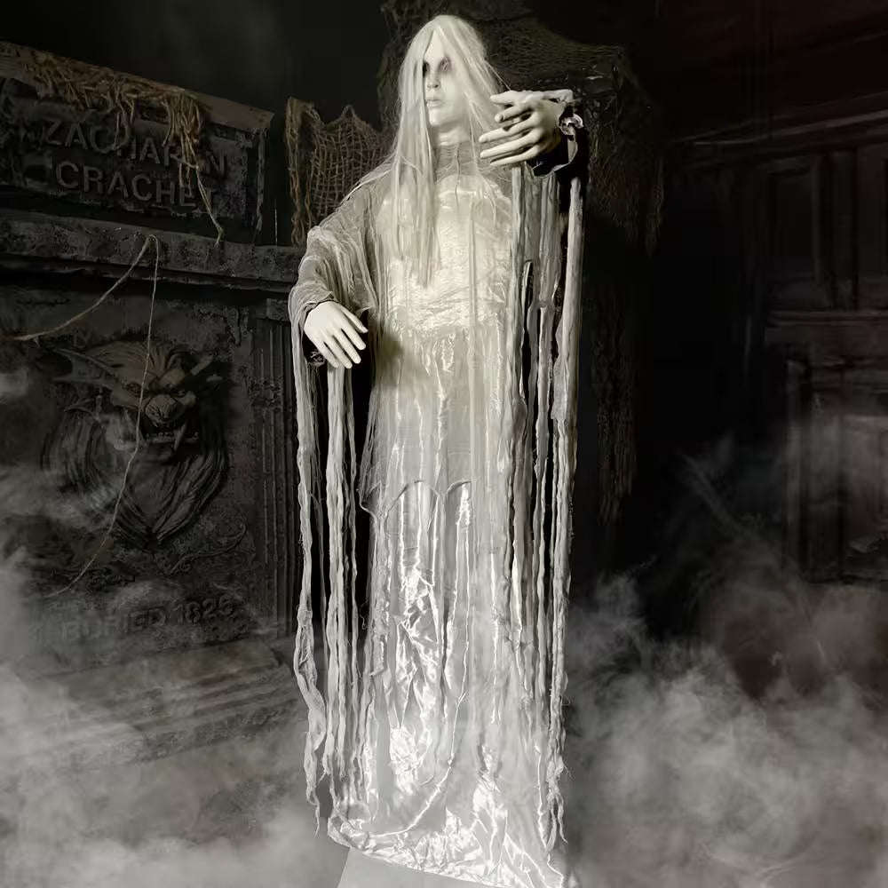5.6 Ft. Rising Ghost Woman by Tekky, Sound Activated Halloween Animatronic
