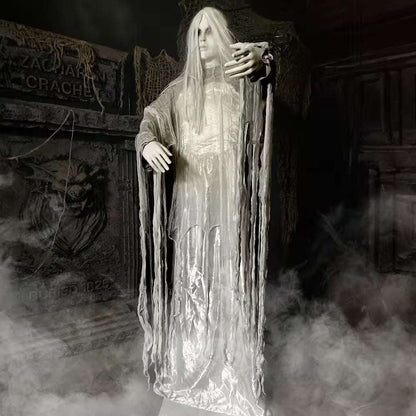 5.6 Ft. Rising Ghost Woman by Tekky, Sound Activated Halloween Animatronic
