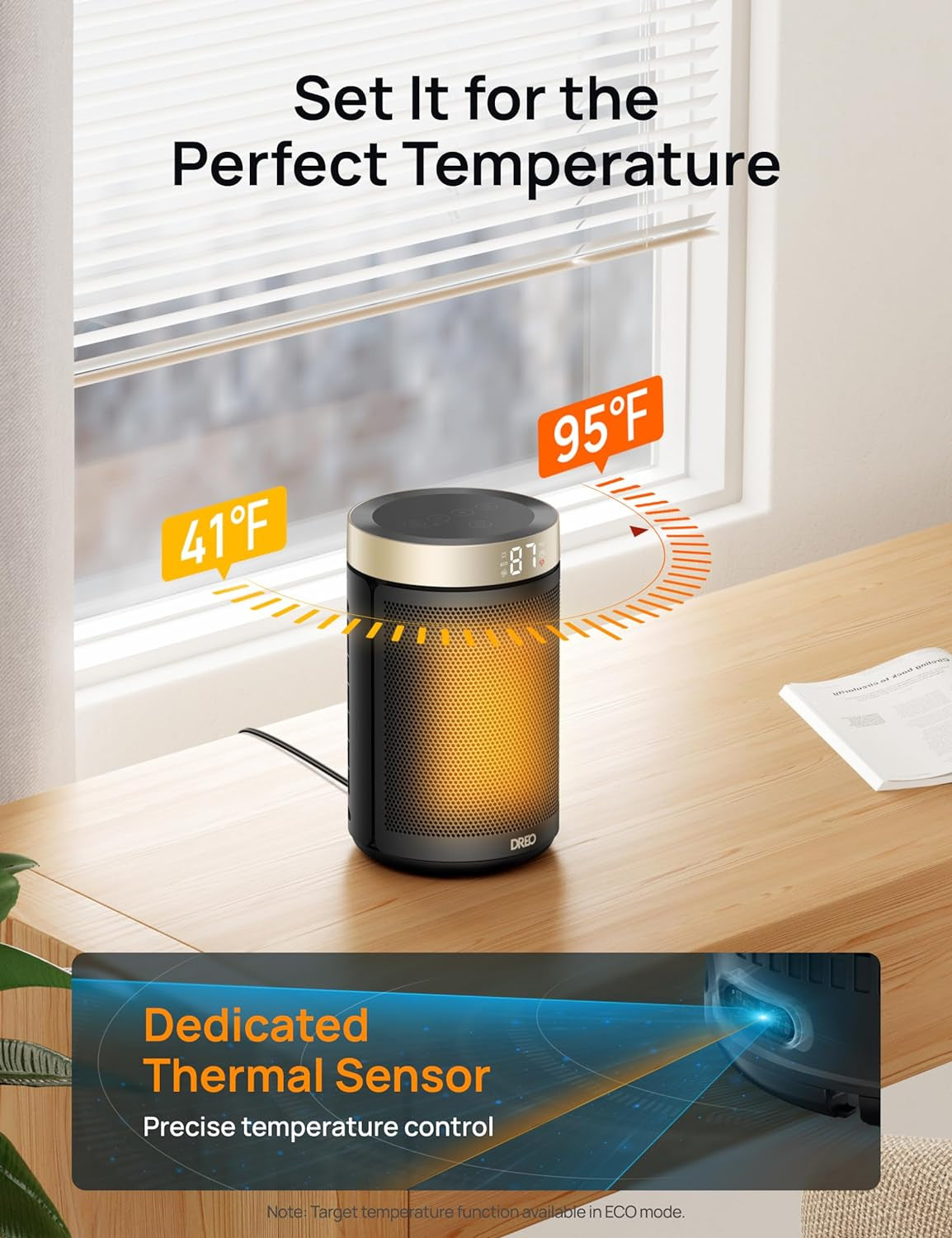 Space Heater, Portable Electric Heaters for Indoor Use with Thermostat and Remote, 2024 Upgraded, Digital Display, 12H Timer, 5 Mode, 1500W PTC Ceramic Fast Safety Heat for Office Bedroom Home
