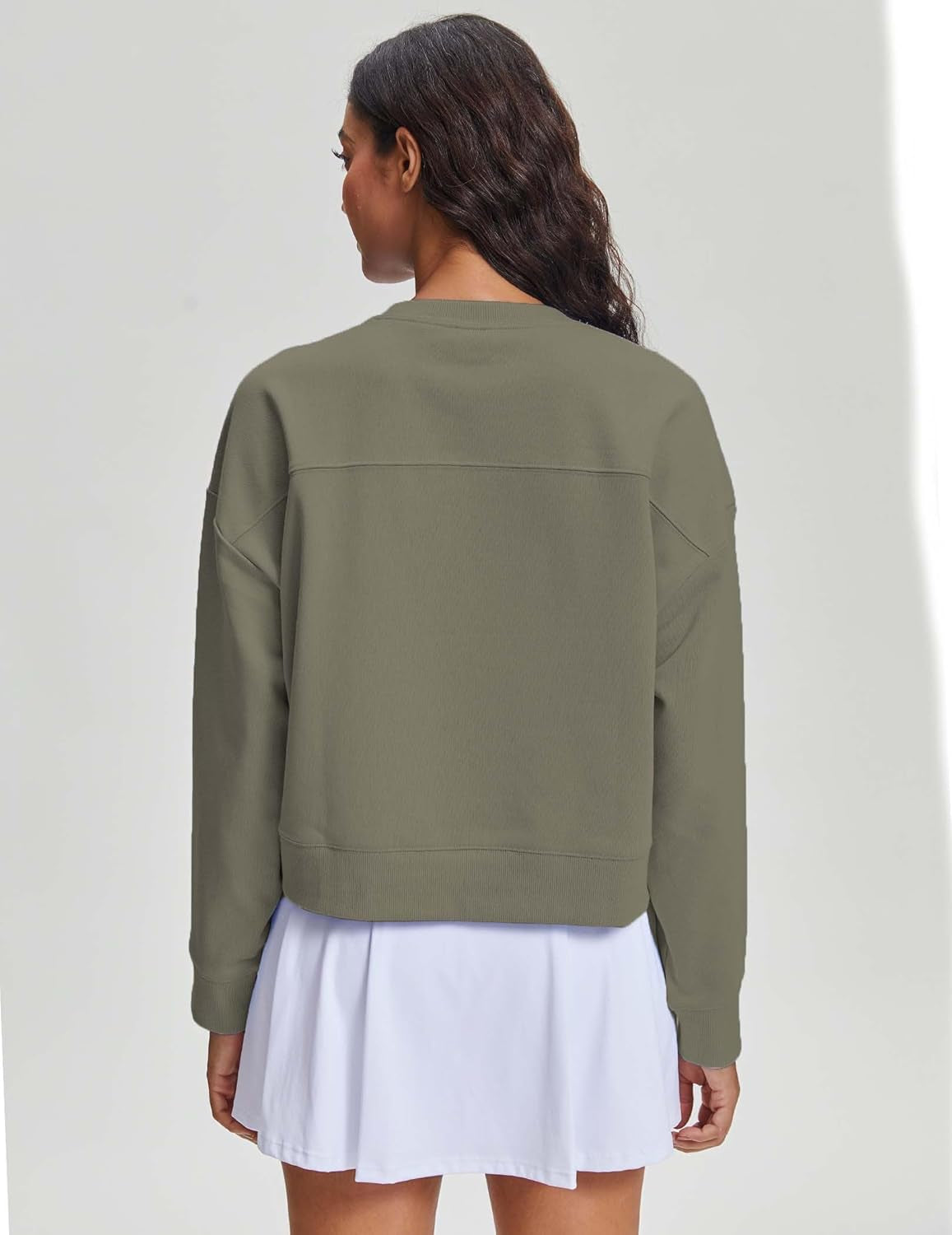 Cropped Sweatshirts for Women Cotton Long Sleeve Crop Tops Crewneck Pullover Oversized Sweater