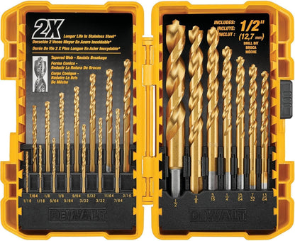 DEWALT Titanium Nitride Coated Pilot Point Drill Bit Set (21-Piece) DW1361 NEW