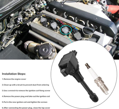 Set of 4 Ignition Coil Pack and Spark Plugs Fits for 2007 2008 2009 2010 2011 2012 2013 Nissan Altima Versa Sentra Rogue Cube NV200 2.5 1.8 1.6 2.0 L4 Spark Plugs Coil Packs Replaces# UF549 & 9029