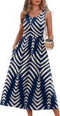Summer Dresses for Women Flowy Casual Midi Dress Beach Vacation Sundresses with Pockets