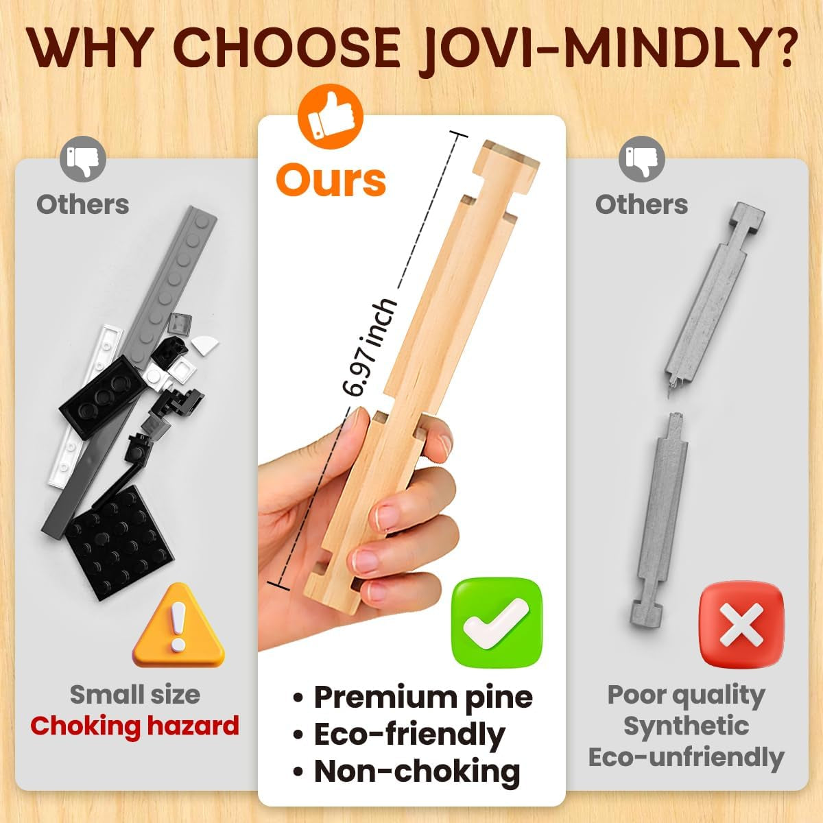 ＆Notchies 107 Pcs Wooden Blocks Toys with Door and Windows,Classic Old Fashioned Toys,Wooden Building Blocks for Kids Ages 4-8 Boys and Girls, (No Printed Manual)