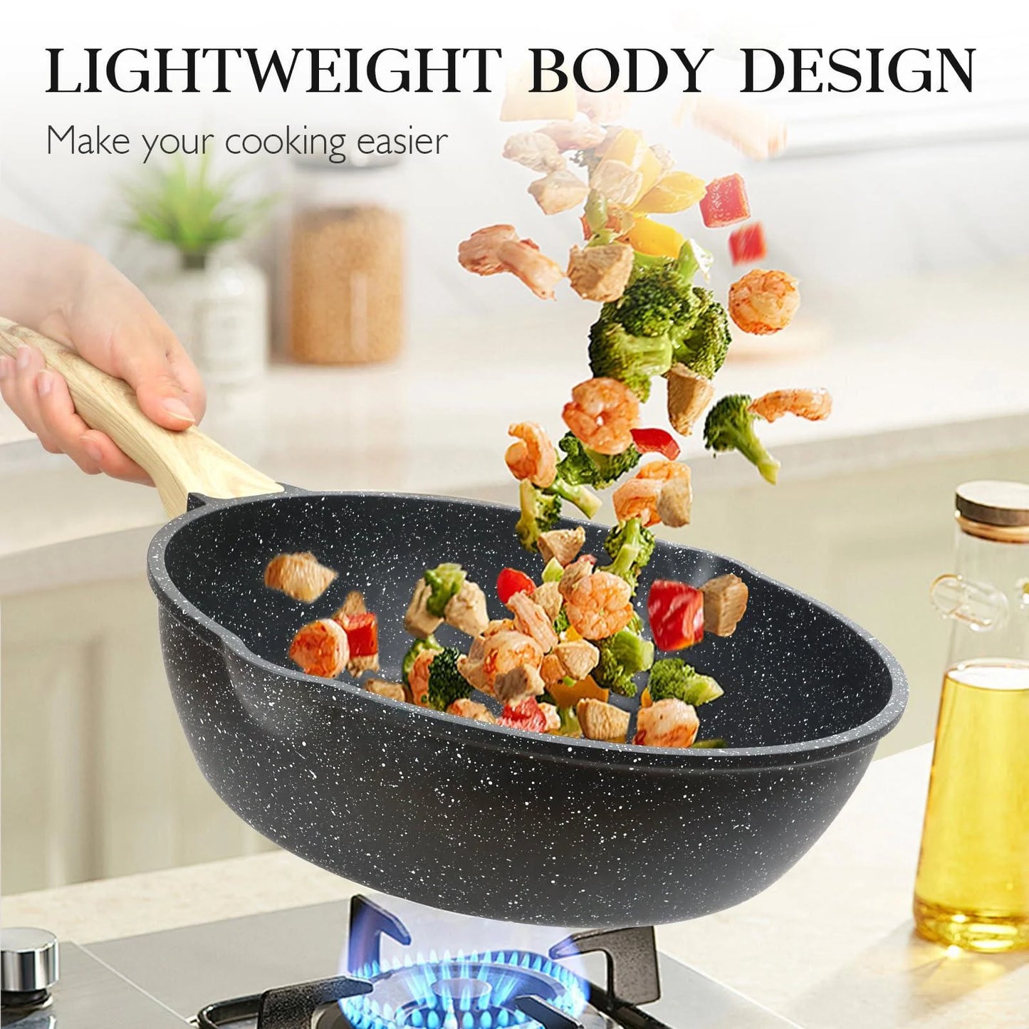 Gipp 10Pcs Nonstick White Granite Pots and Pans Set, Pfos-Free