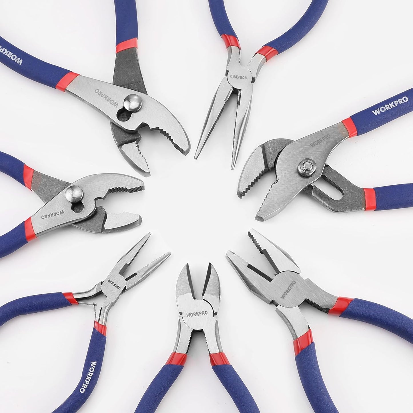 7-Piece  Pliers Set with Groove Joint, Long Nose, Slip Joint, Linesman, and Diagonal Pliers for DIY & Home Use