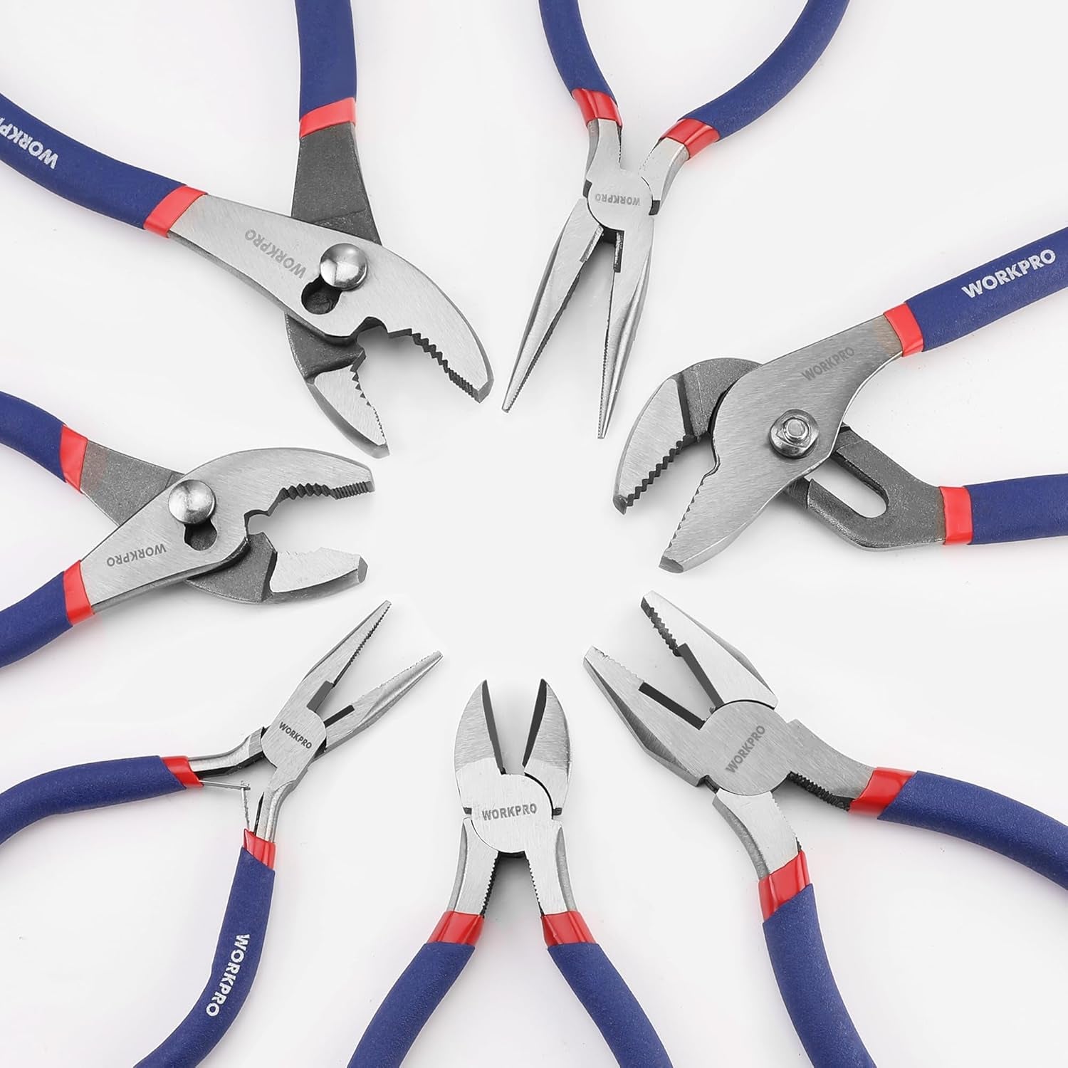 7-Piece  Pliers Set with Groove Joint, Long Nose, Slip Joint, Linesman, and Diagonal Pliers for DIY & Home Use
