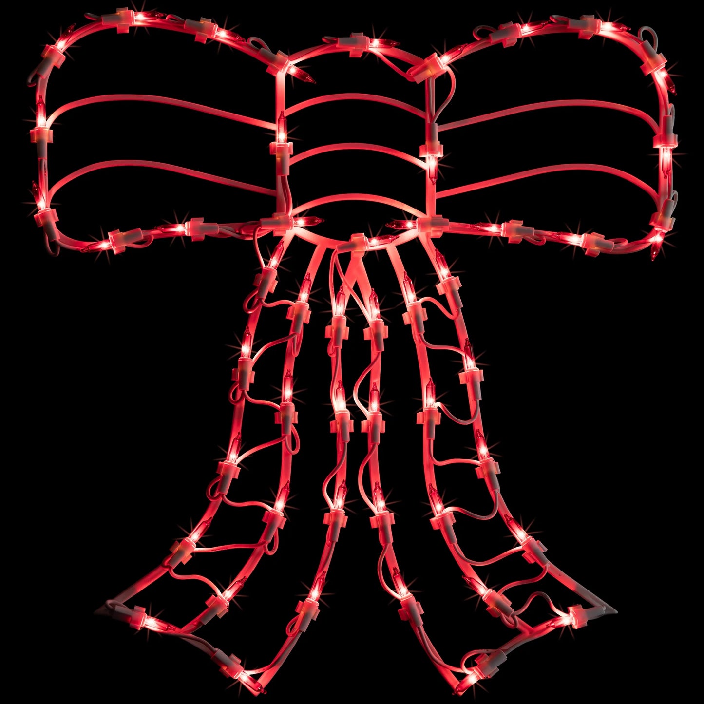 Lighted Bow Christmas Window Silhouette Decoration - 14" - Red