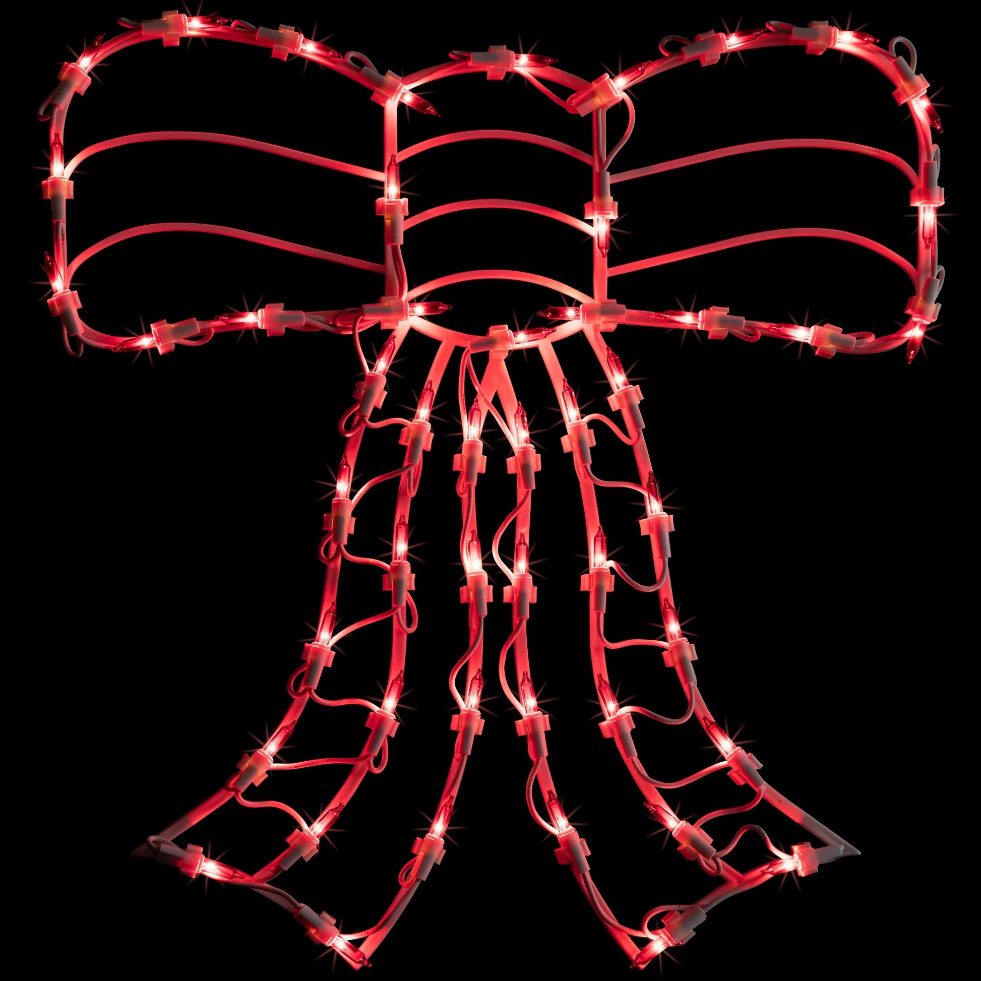 Lighted Bow Christmas Window Silhouette Decoration - 14" - Red