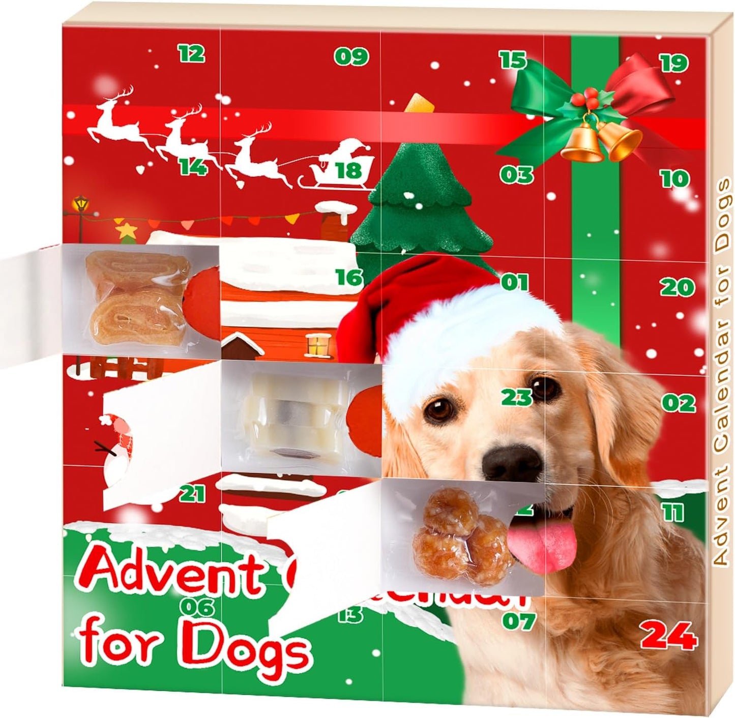 Advent Calendar for Dogs 2025, Dog Advent Calendar 2025, 24 Tasty Dog Treats for Christmas, Whole Meat for All Breeds, Box for Pets