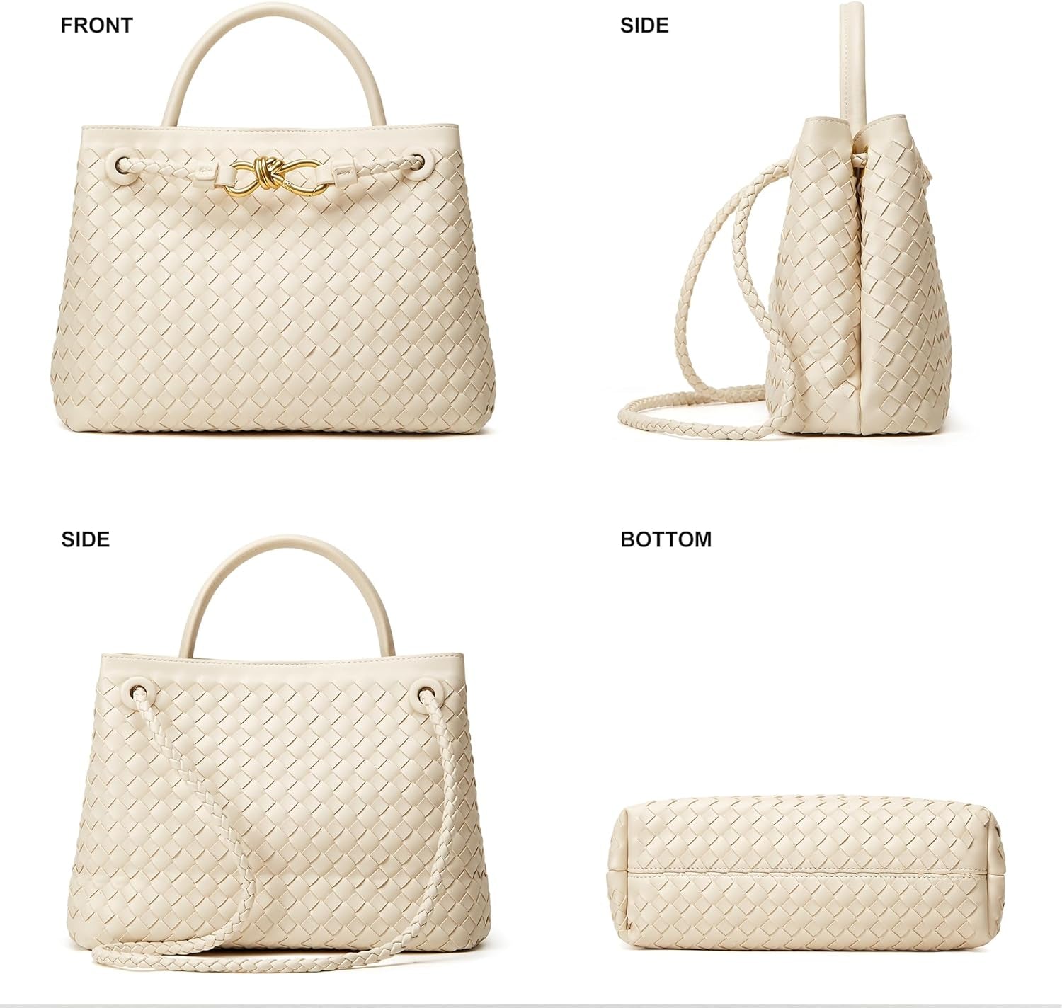 Woven Bag for Women Crossbody Handbag: Vegan Leather Small Tote Purse Trendy Shoulder Handbag Bowknot Satchel Purse