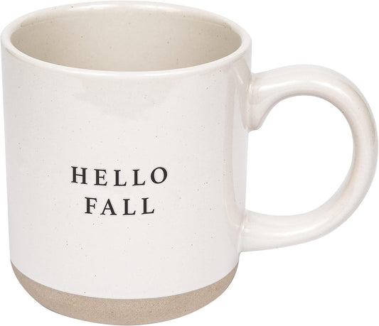 Hello Fall Stoneware Coffee Mug | Novelty Coffee Mugs | Microwave & Dishwasher Safe | 14Oz Fall Coffee Mug | Coffee Mugs for Fall and Autumn