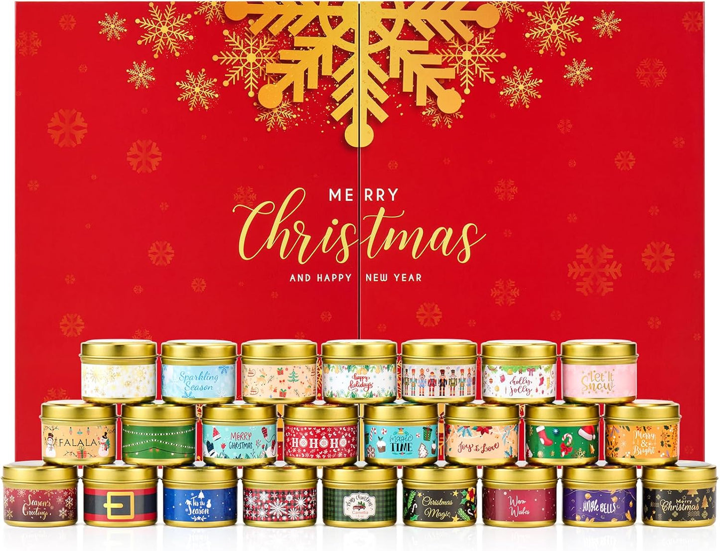 Candle Advent Calendar 2025 Adult Women, 24 Day Scented Candle Countdown to Christmas Calendar with Holiday Scents Xmas Suprise Gifts for Mom Grandmother Wife