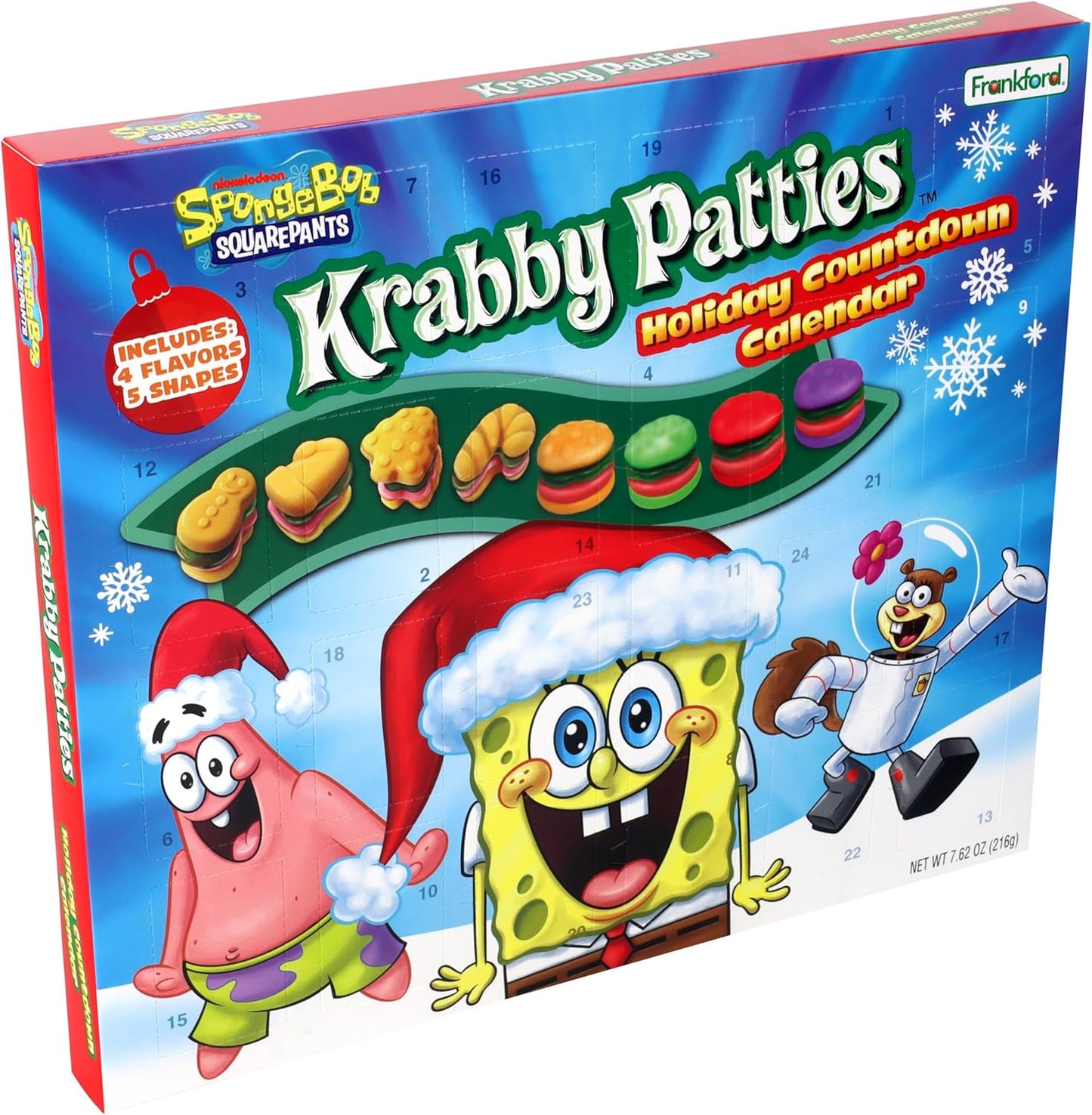 Spongebob Squarepants Advent Calendar-24 Days of Krabby Patty Treats, Countdown to Christmas, 7.62 Ounces