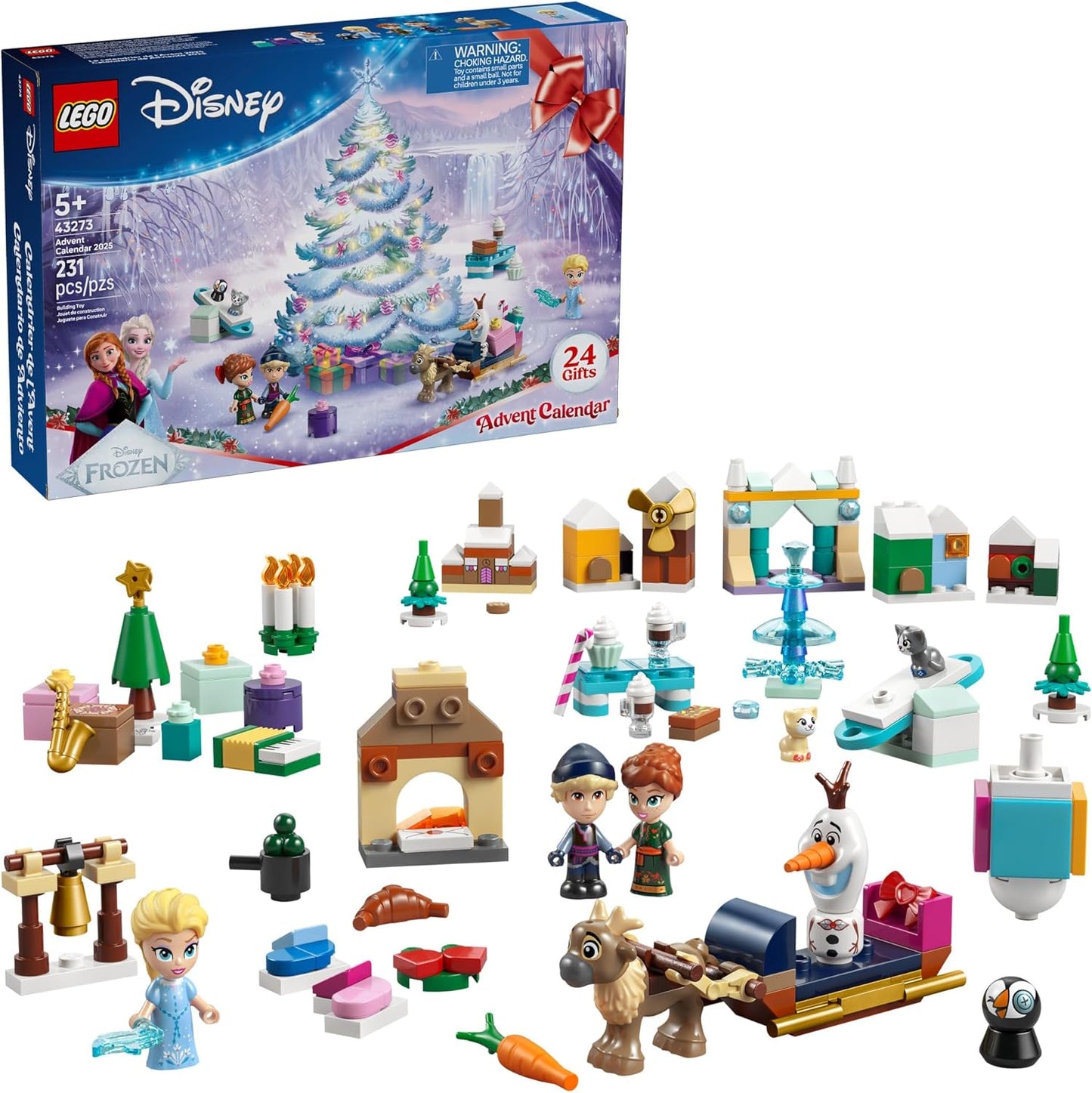 Disney Frozen Advent Calendar 2025 Kids Toy - Holiday Countdown Playset for Boys & Girls, Ages 5+ - Ana & Elsa Minidolls & Buildable Surprises - Disney Princess Gift for Christmas - 43273