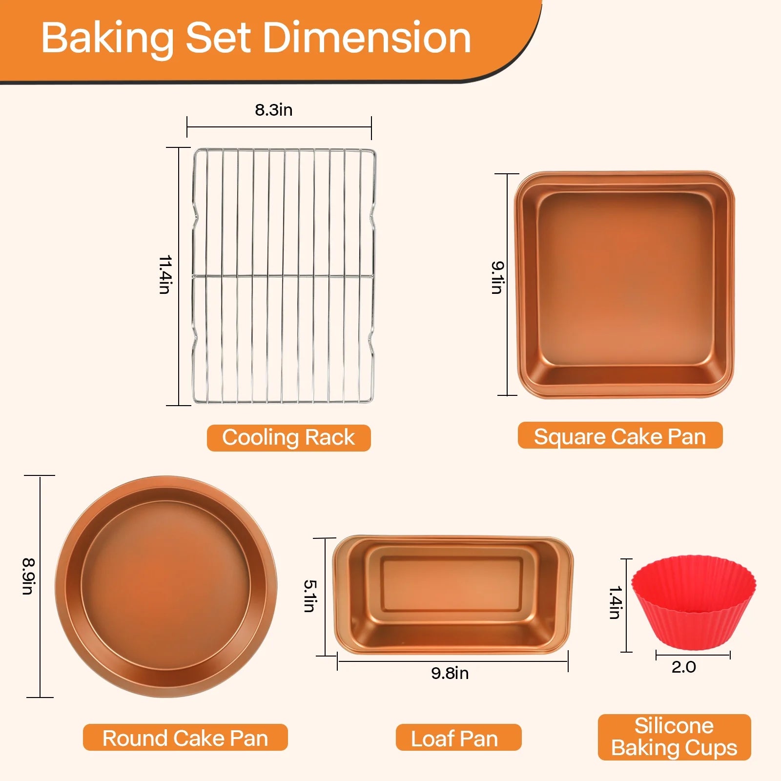 6 Piece Bakeware Set Nonstick,Steel Baking Sheets Pan for Oven,Kitchen Baking Set with Muffin Pan,Loaf Pan,Cake Pans