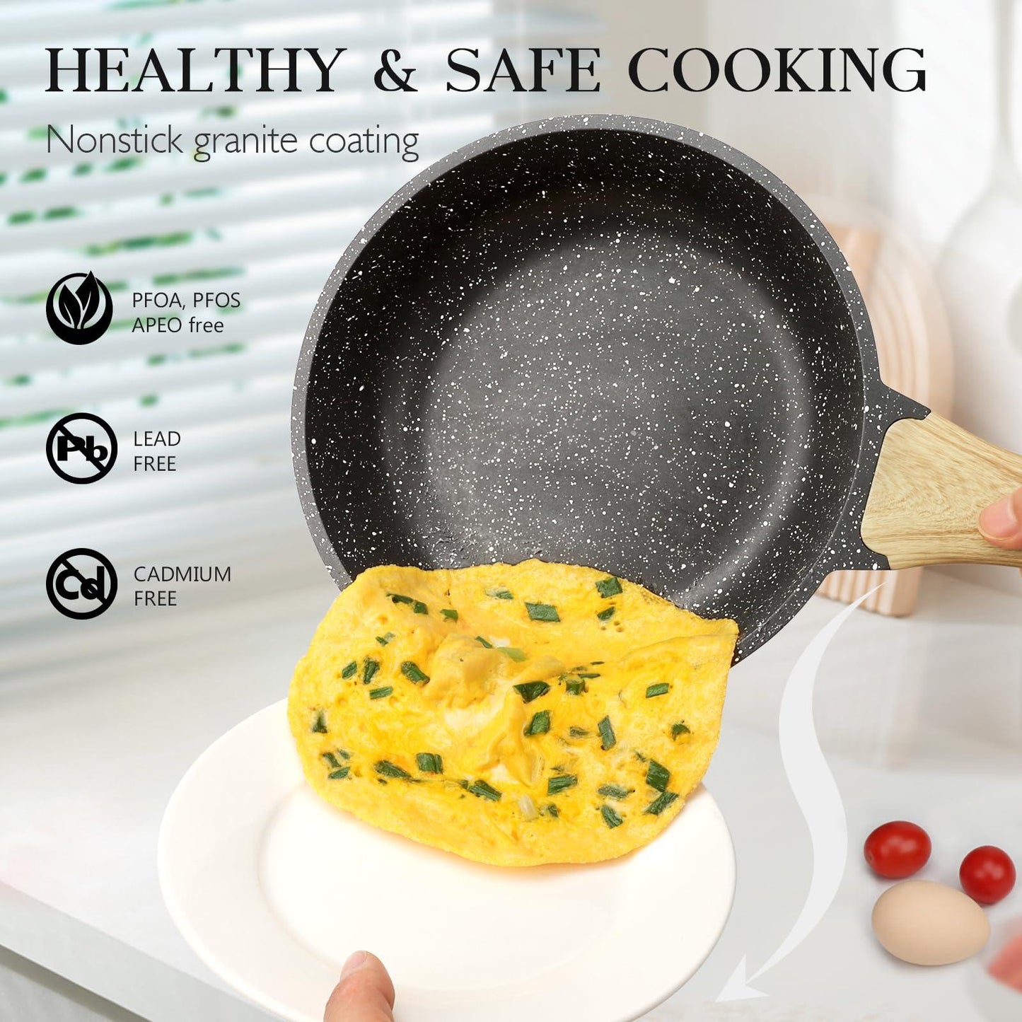 Gipp 10Pcs Nonstick White Granite Pots and Pans Set, Pfos-Free