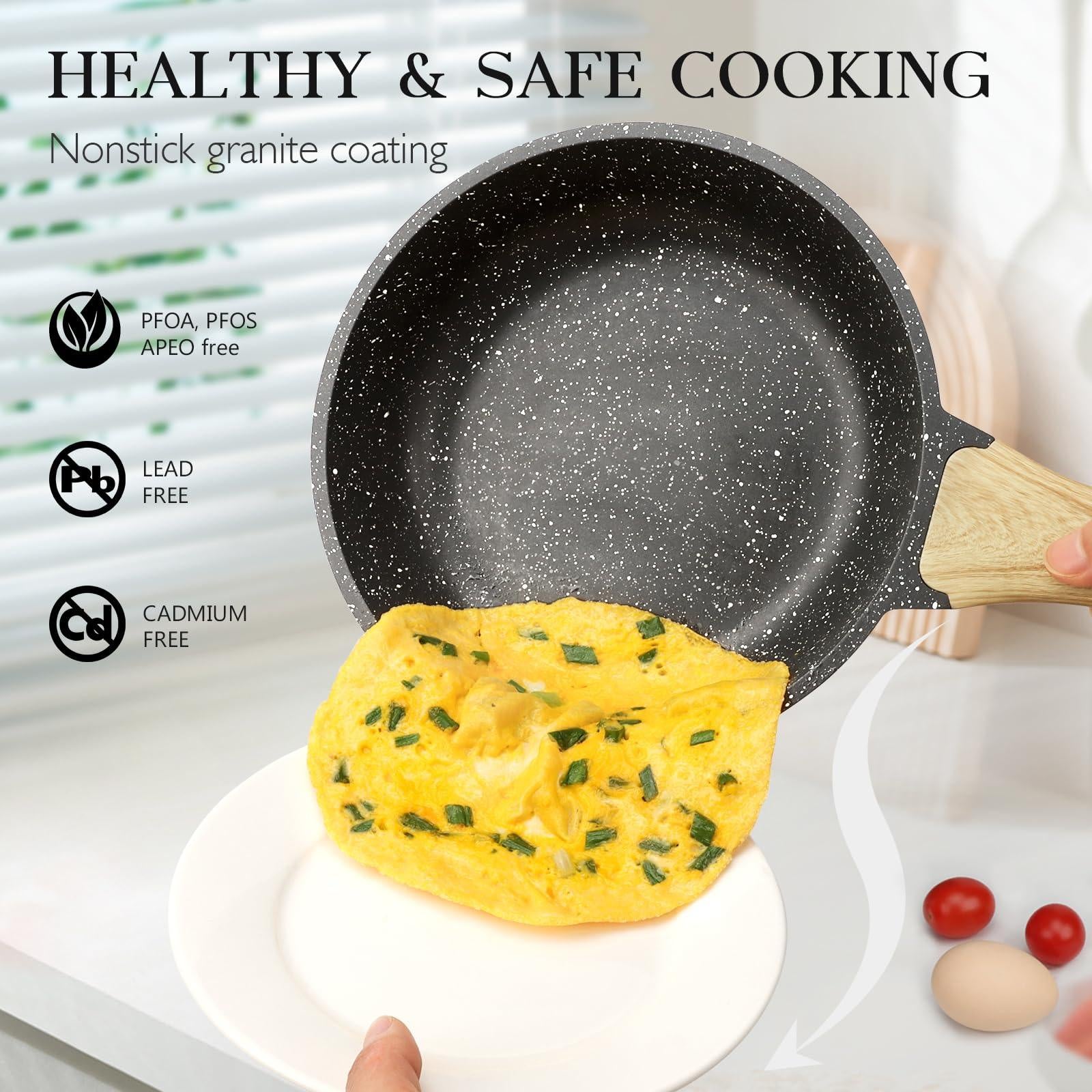 Gipp 10Pcs Nonstick White Granite Pots and Pans Set, Pfos-Free