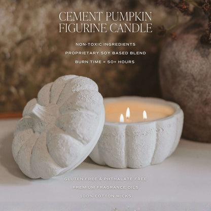 Cashmere and Vanilla Soy Candle - Cement Pumpkin Jar - 13.5 oz Baskit Bazaar