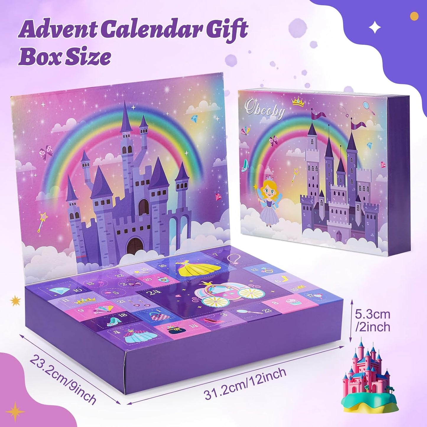 Advent Calendar 2025, Christmas Countdown Calendar 24 Days Surprise Xmas Gift Box Including Hair Accessories, Glasses, Necklace, Ring, Bracelet, Mirror