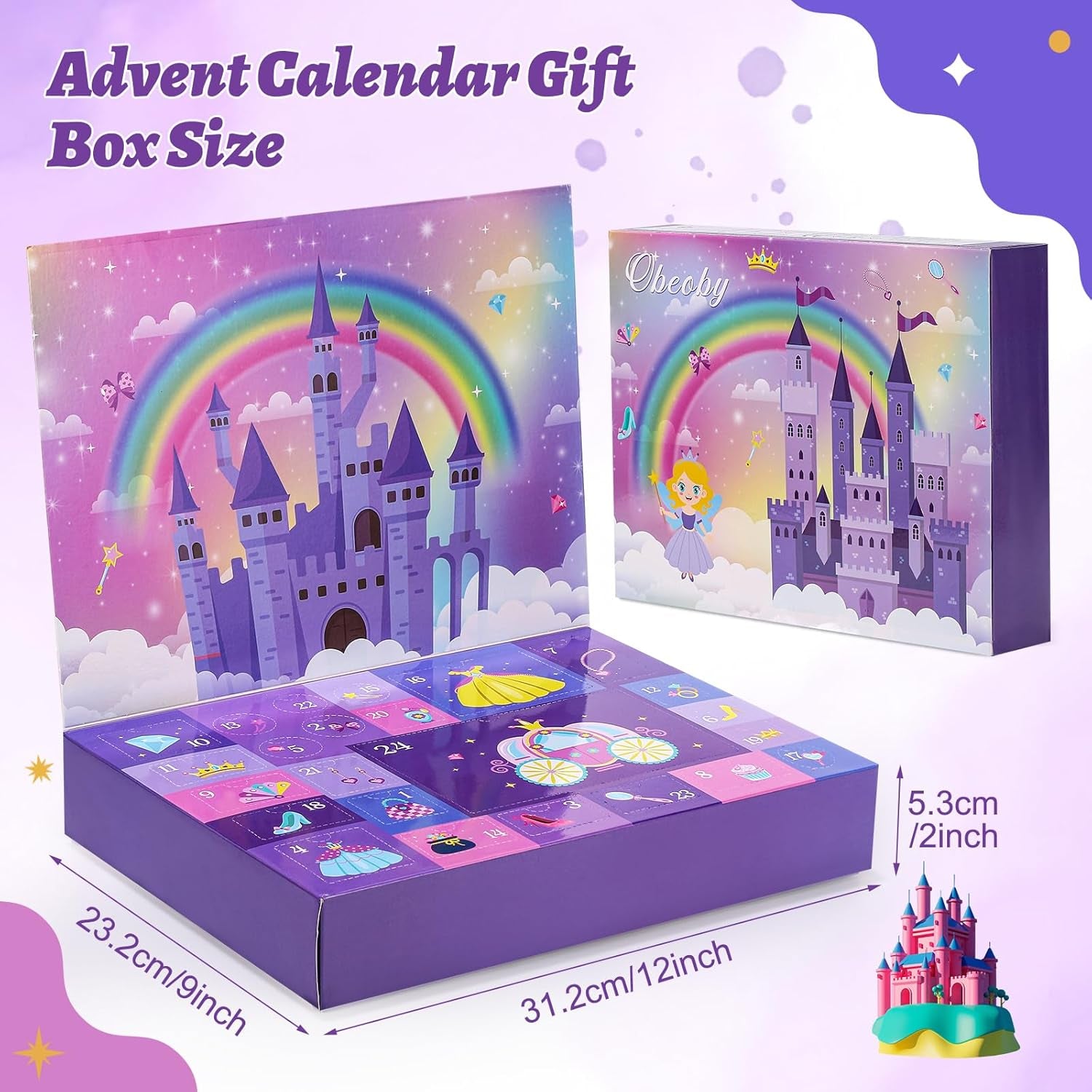 Advent Calendar 2025, Christmas Countdown Calendar 24 Days Surprise Xmas Gift Box Including Hair Accessories, Glasses, Necklace, Ring, Bracelet, Mirror