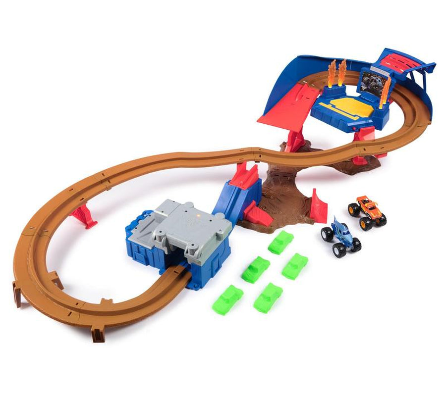 Monster Jam Supercharge Speedway Playset with 2 Monster Trucks