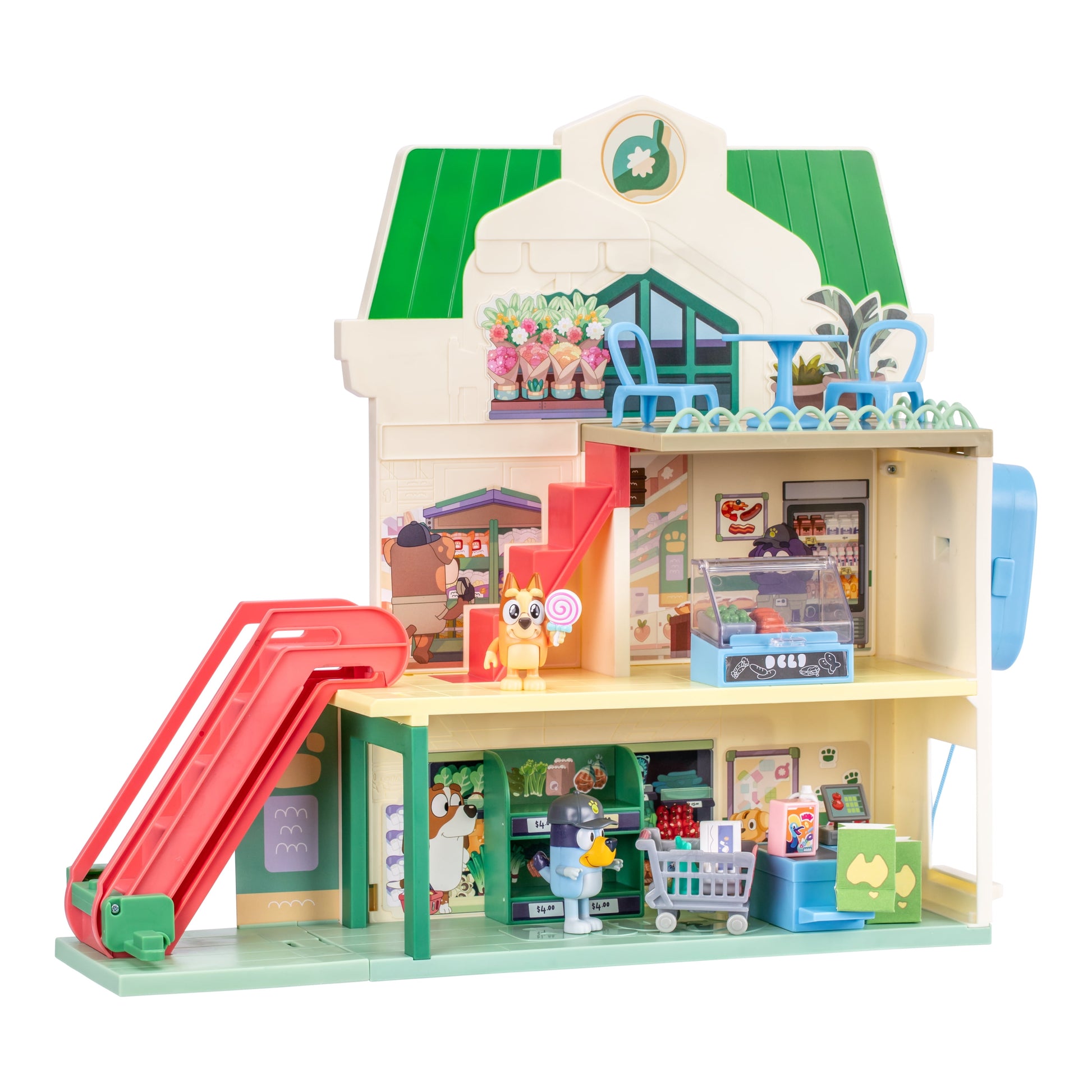 Supermarket Playset, 3 Different Levels with Exclusive  and Bingo Figures. 24 Sounds and 15+ Play Pieces plus Fun Intercom, Ages 3+
