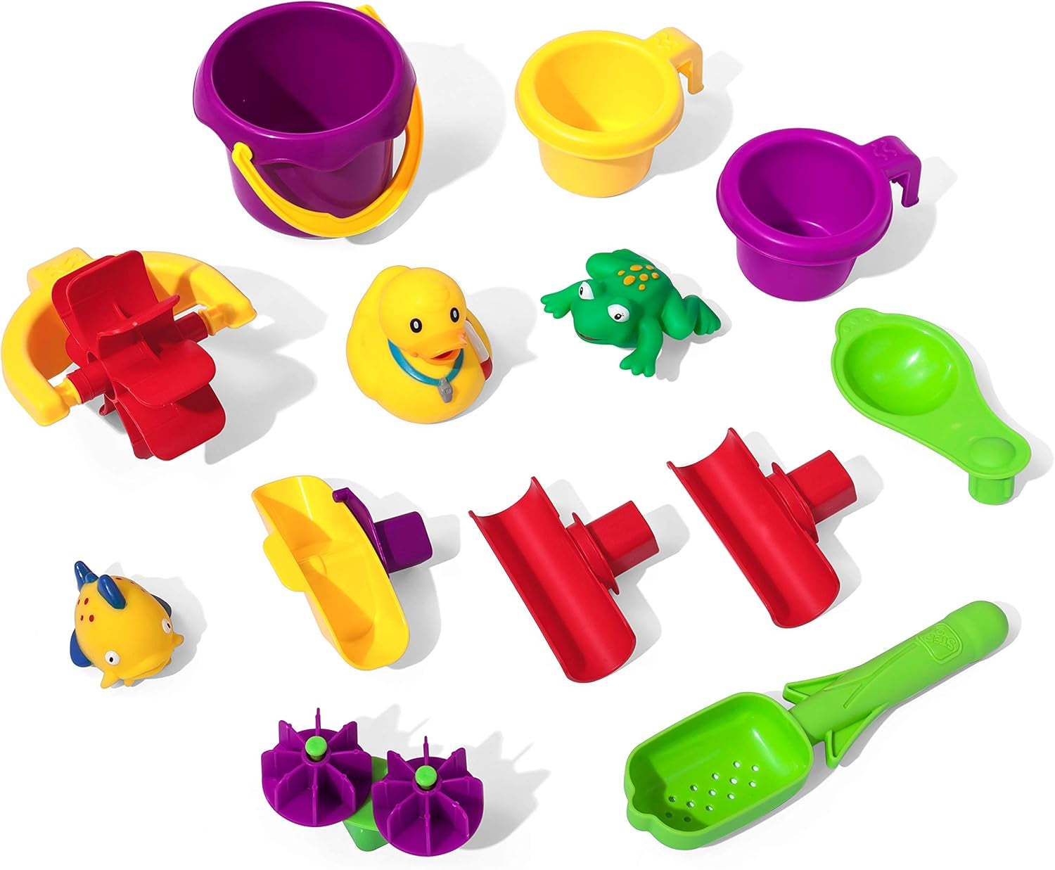 Rain Showers Splash Pond Water Table, Kids Water and Sand Activity Sensory Playset, Summer Outdoor Toys, 13 Piece Water Toy Accessories, for Toddlers 1.5+ Years Old, Blue & Green