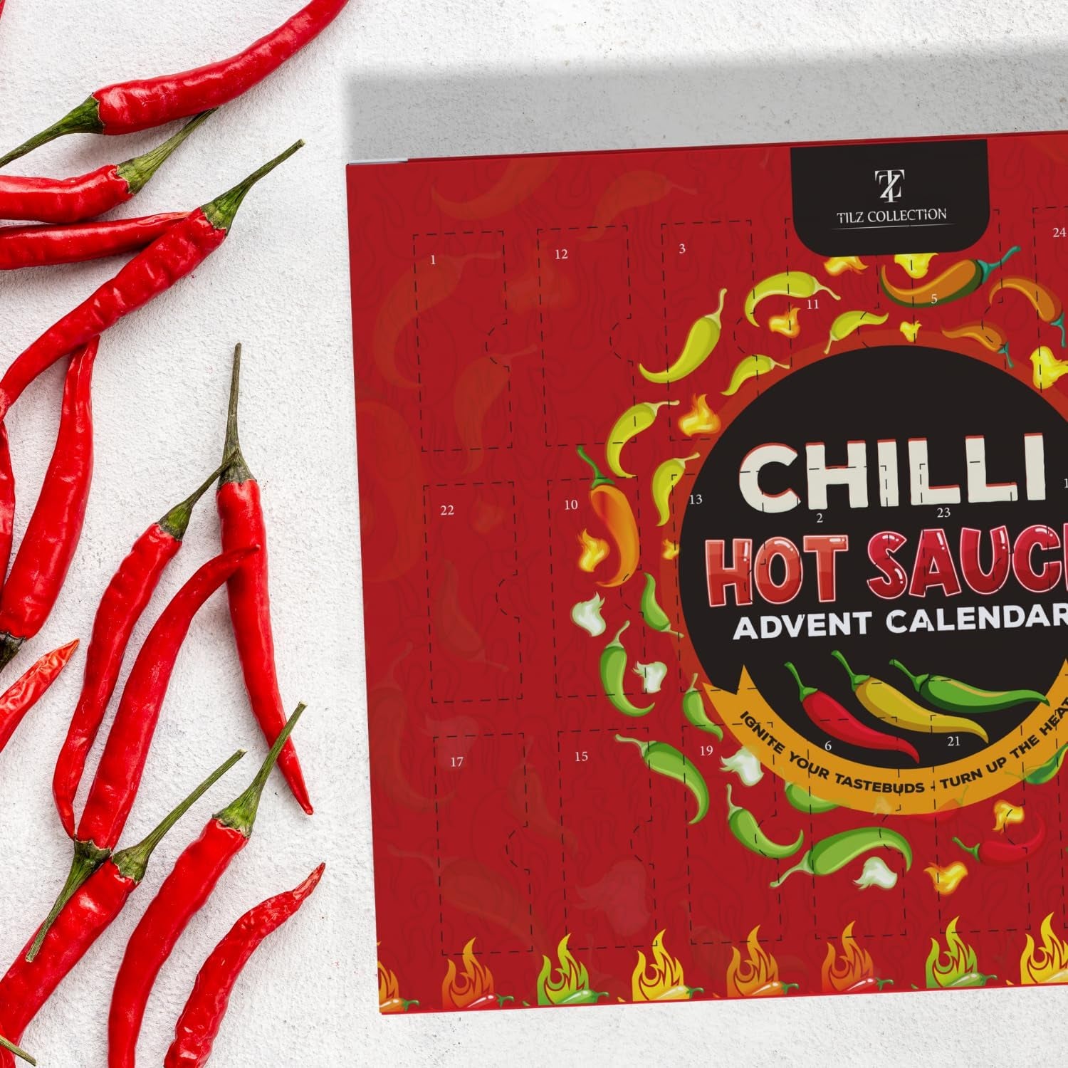 Hot Sauce Advent Calendar 2025-24 Days Chilli Sauce Advent Calendar 2025 Men, Non-Chocolate Women Chilli Challenge Hot Sauce (Red)