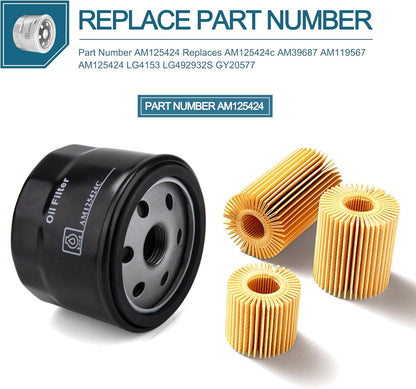 （4PACK）AM125424 Oil Filter Replacement for John Deere Am125424C,Compatible with John Deere AM39687 AM119567 AM125424 LG4153 LG492932S GY20577