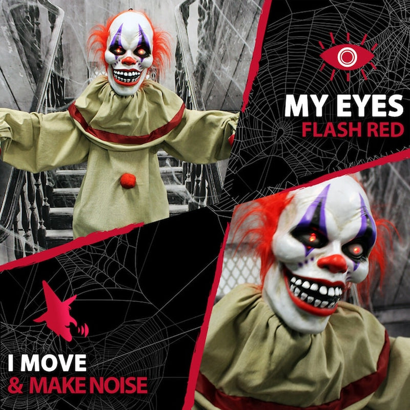 5-Ft Freestanding Motion Activated Talking Lighted Frans Clown Animatronic