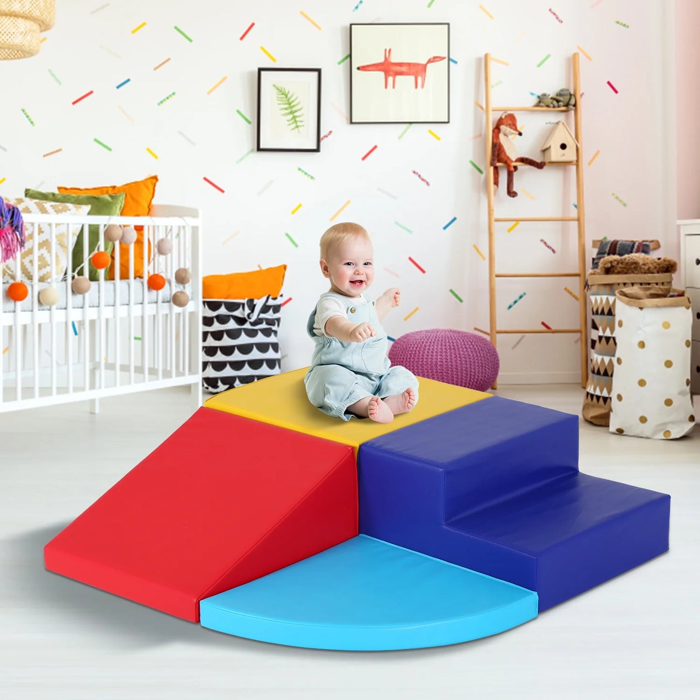 Baby Climb & Crawl Foam Play Set , 4-Piece Set Foam Climbing Blocks Toddler Climbing Toys for Child Development, Motor Skills