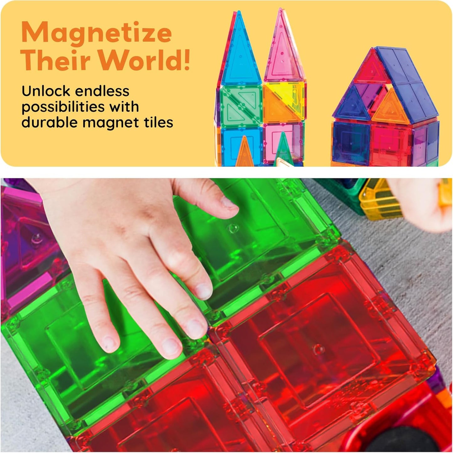100 Piece Set 100Pcs Magnet Building Tiles Clear Magnetic 3D Blocks Construction Playboards, Creativity beyond Imagination, Inspirational, Recreational, Educational Conventional