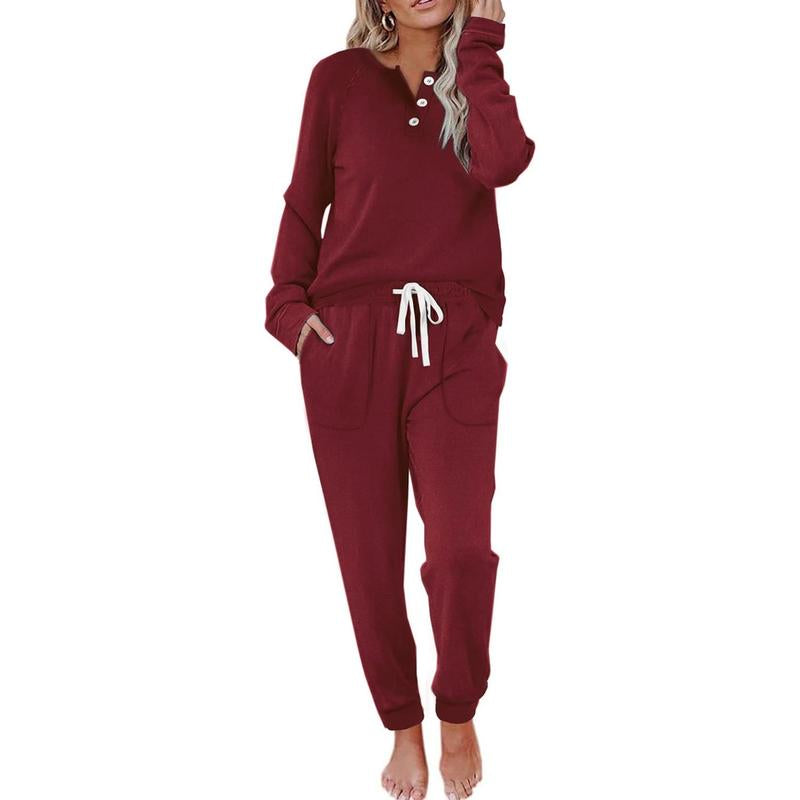 WIHOLL Two Piece Outfits for Women Lounge Sets Button down Sweatshirt Sweatpants Sweatsuits Set with Pockets