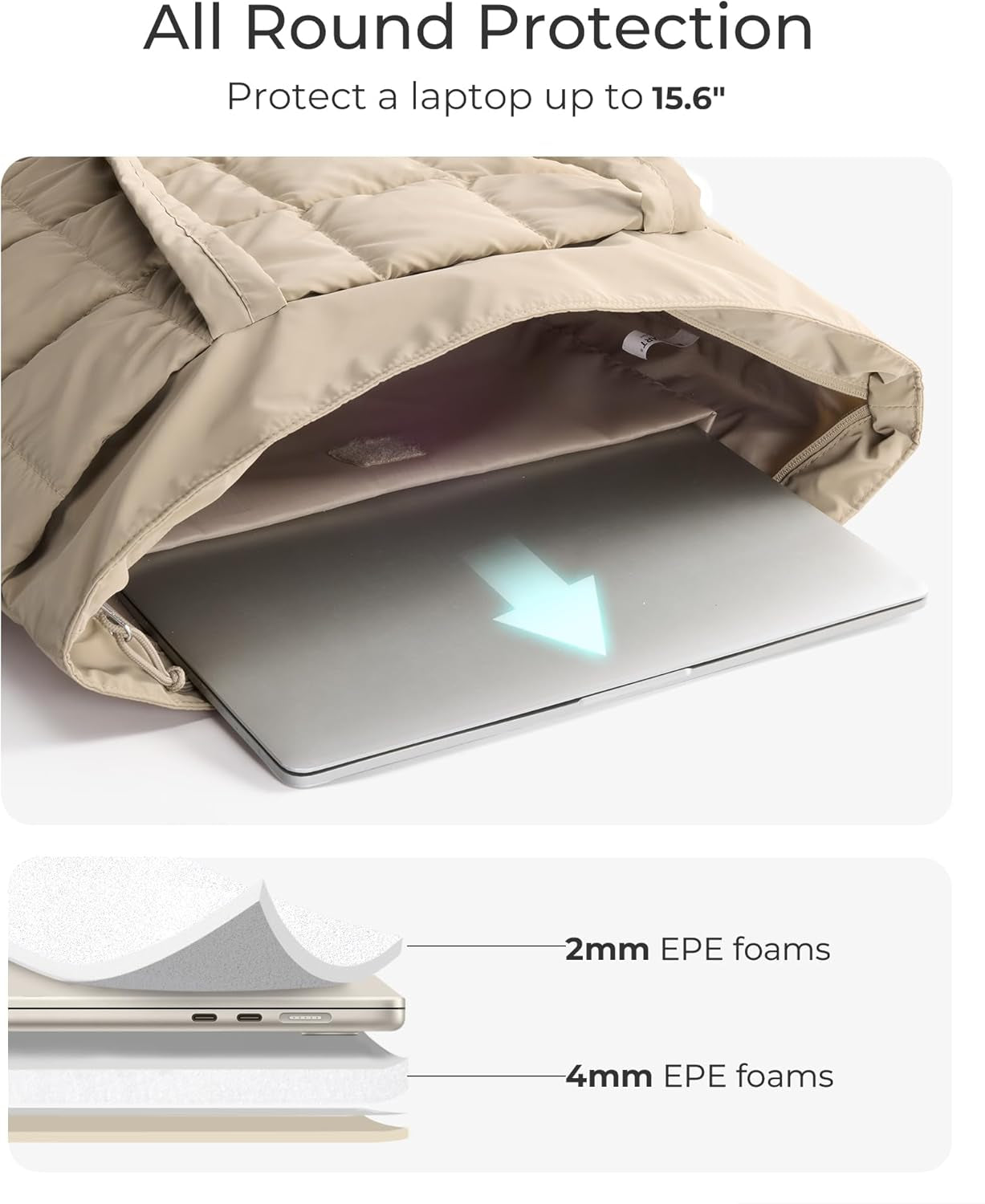 Large Tote Bag for Women, Expandable Puffer Work Tote Handbag, Quilted Carry-On Travel Gym Bag