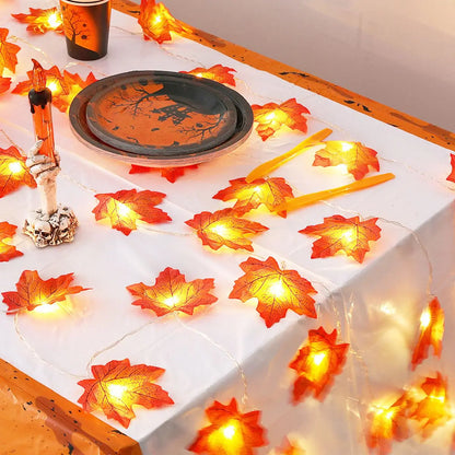 1PC Maple Leaf String Lights 10/20/30/40 LED Lights Battery Operated Waterproof for Halloween Outdoor Autumn Thanksgiving Decor