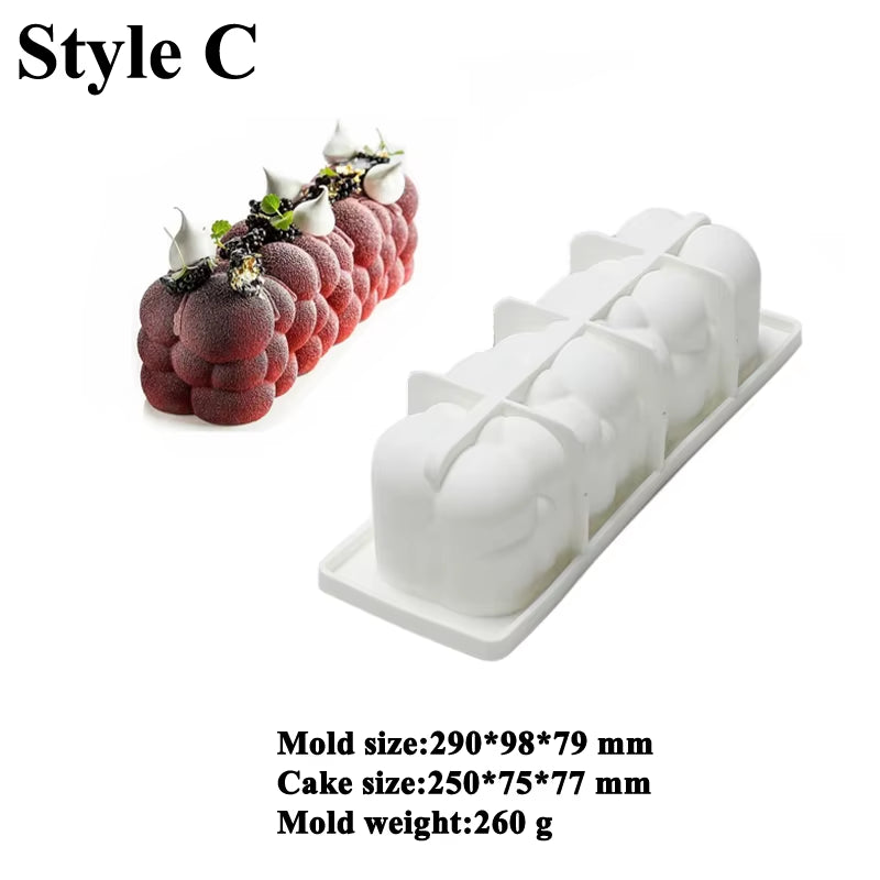 Christmas Long Strip Mousse Cake Moulds Food Grade Silicone Cake Molds French Mousse Mould Party Pastry Tray Kitchen Bakeware